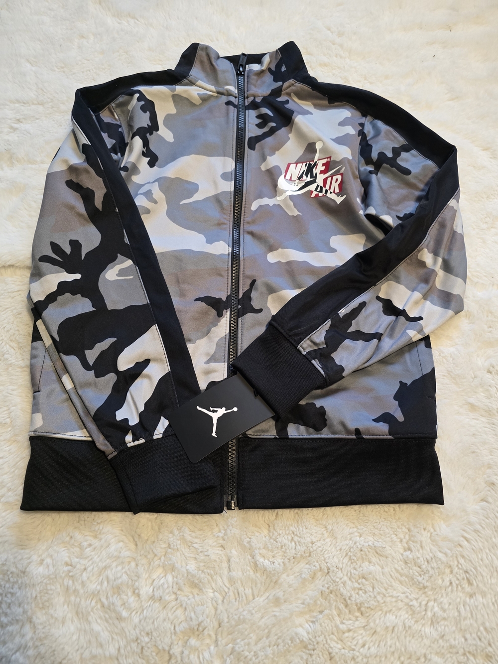 Jordan Kids' Gray Black Camo Zip-Up Jacket